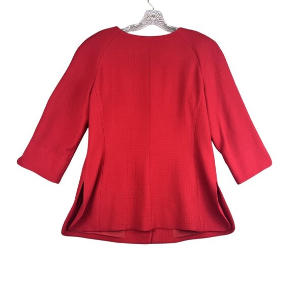 Dana Buchman Women 12 Red Lined Dressy Jacket Button Up Career Wool Blend Blazer - Picture 2 of 11